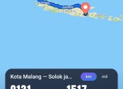 Kota Malang — Solok jarak, rute di peta