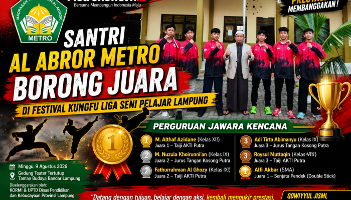 Santri Al Abror Metro Borong Juara di Festival Kungfu Liga Seni Pelajar Lampung